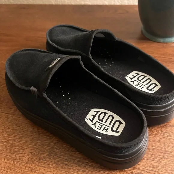 Hey Dude Black Platform Mules - Picture 3 of 4